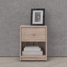 May Bedside Cabinet with 1 Drawer in Truffle Oak Effect - Price Crash Furniture