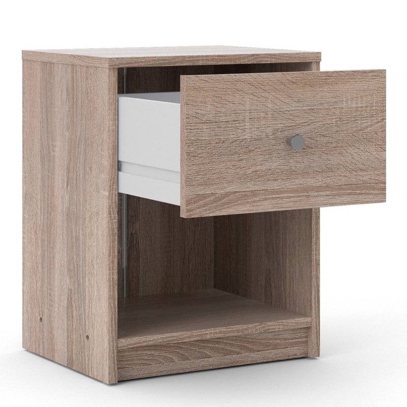 May Bedside Cabinet with 1 Drawer in Truffle Oak Effect - Price Crash Furniture