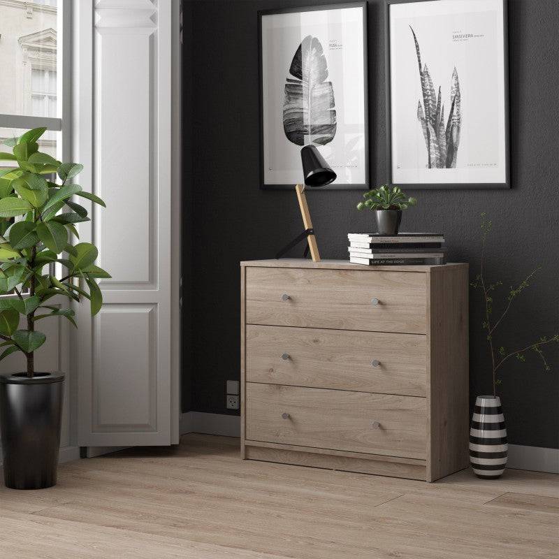 May Chest of 3 Drawers in Jackson Hickory Oak Effect - Price Crash Furniture