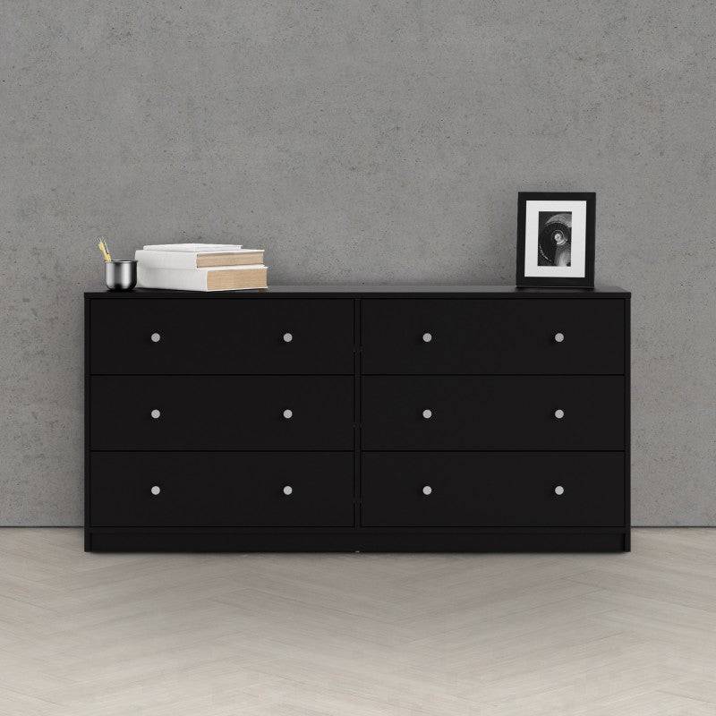 May Chest of 6 Drawers (3+3) in Black - Price Crash Furniture