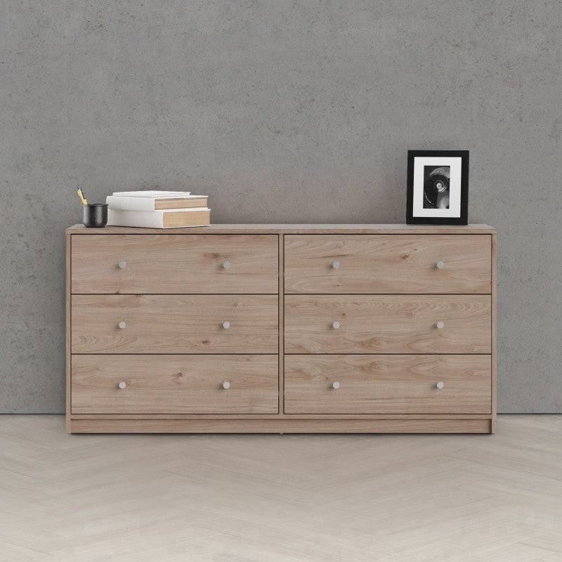 May Chest of 6 Drawers (3+3) in Jackson Hickory Oak - Price Crash Furniture
