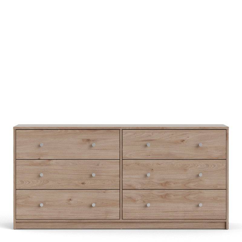 May Chest of 6 Drawers (3+3) in Jackson Hickory Oak - Price Crash Furniture