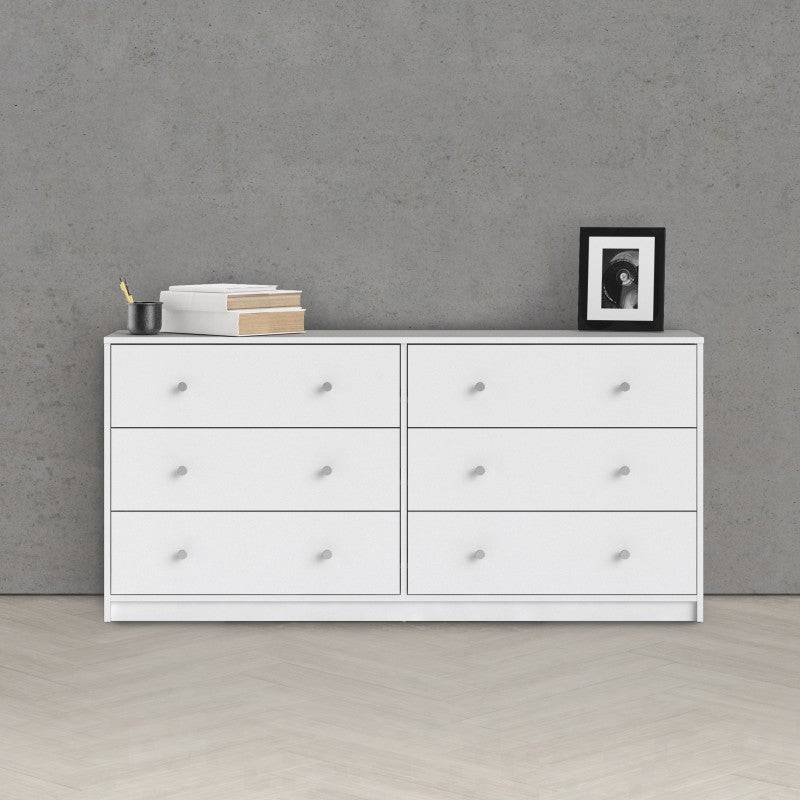 May Chest of 6 Drawers (3+3) in White - Price Crash Furniture