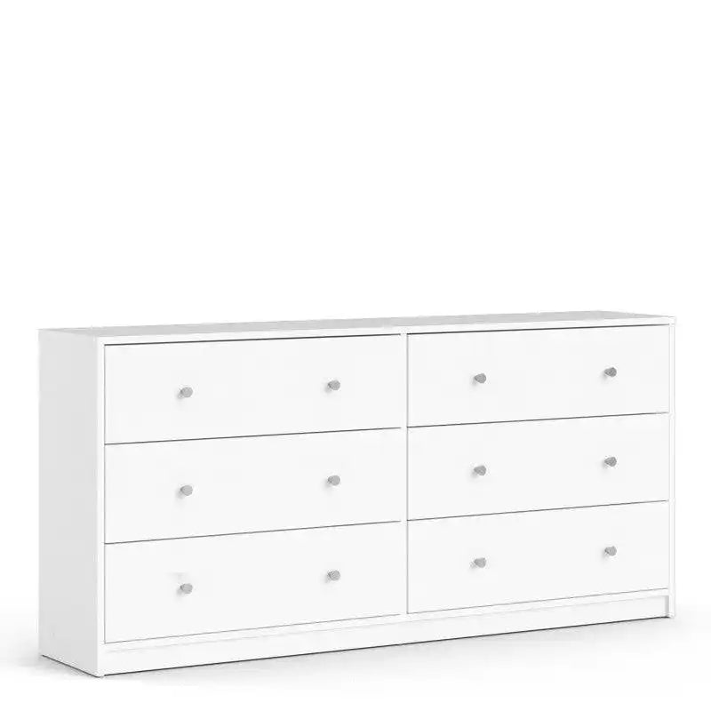 May Chest of 6 Drawers (3+3) in White - Price Crash Furniture