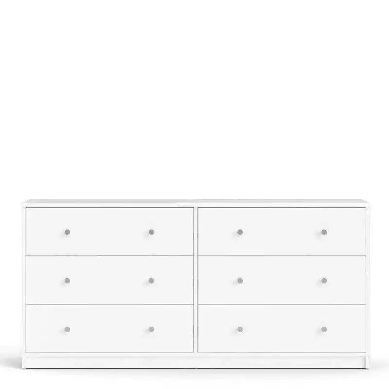May Chest of 6 Drawers (3+3) in White - Price Crash Furniture