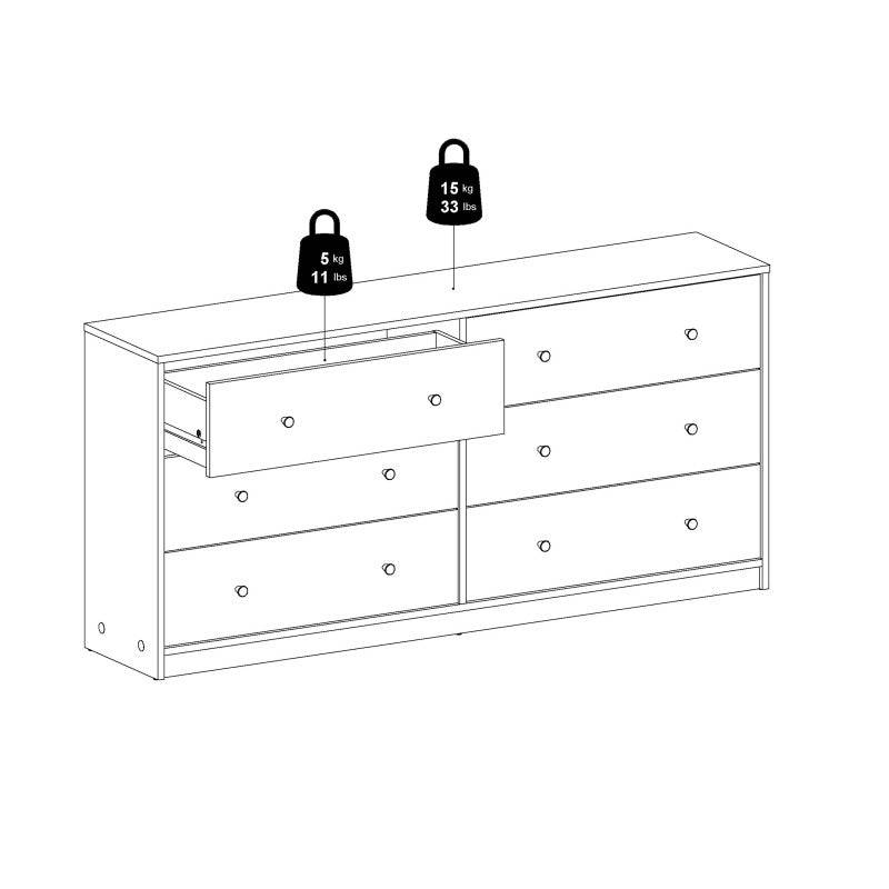 May Chest of 6 Drawers (3+3) in White - Price Crash Furniture