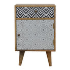 Mixed Pattern Bedside Cabinet in Solid Mango Wood - Price Crash Furniture