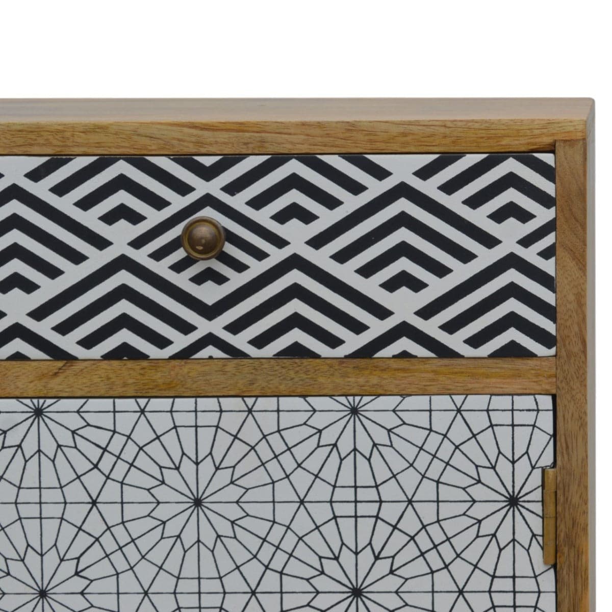 Mixed Pattern Bedside Cabinet in Solid Mango Wood - Price Crash Furniture