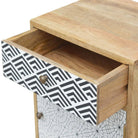 Mixed Pattern Bedside Cabinet in Solid Mango Wood - Price Crash Furniture