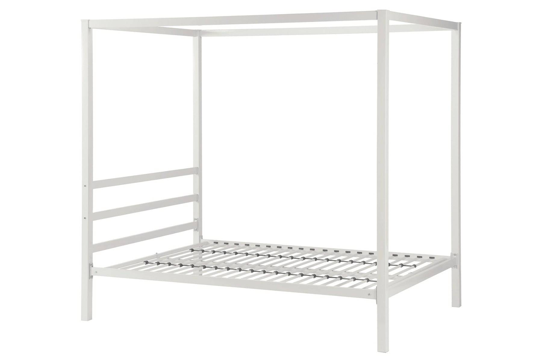 Modern Metal Canopy Four Post Double Bed in White by Dorel - Price Crash Furniture