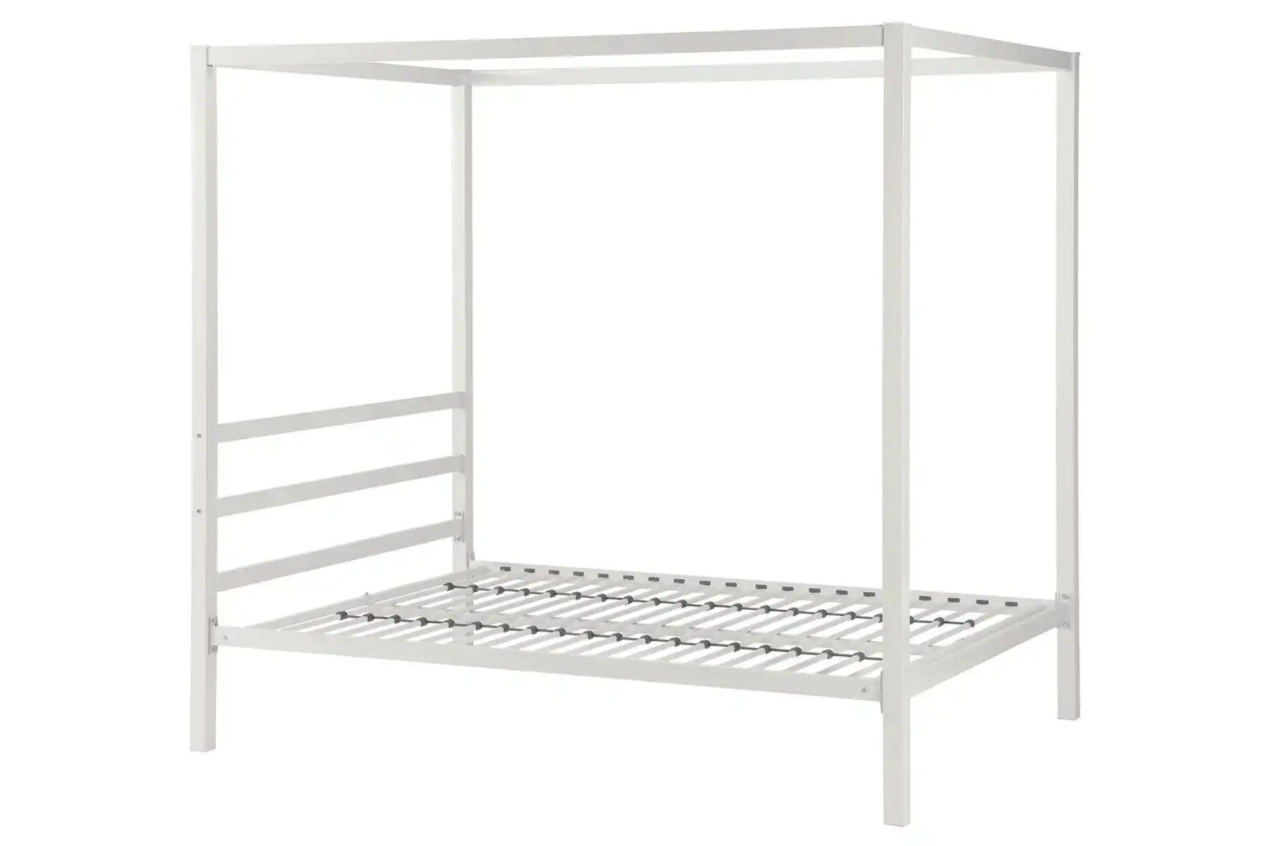 Modern Metal Canopy Four Post Double Bed in White by Dorel - Price Crash Furniture