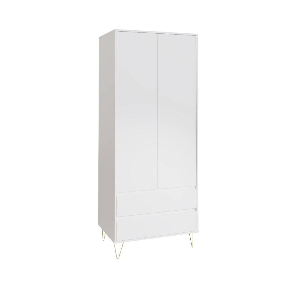 Monaco 2 Door 2 Drawer Wardrobe in White - Price Crash Furniture