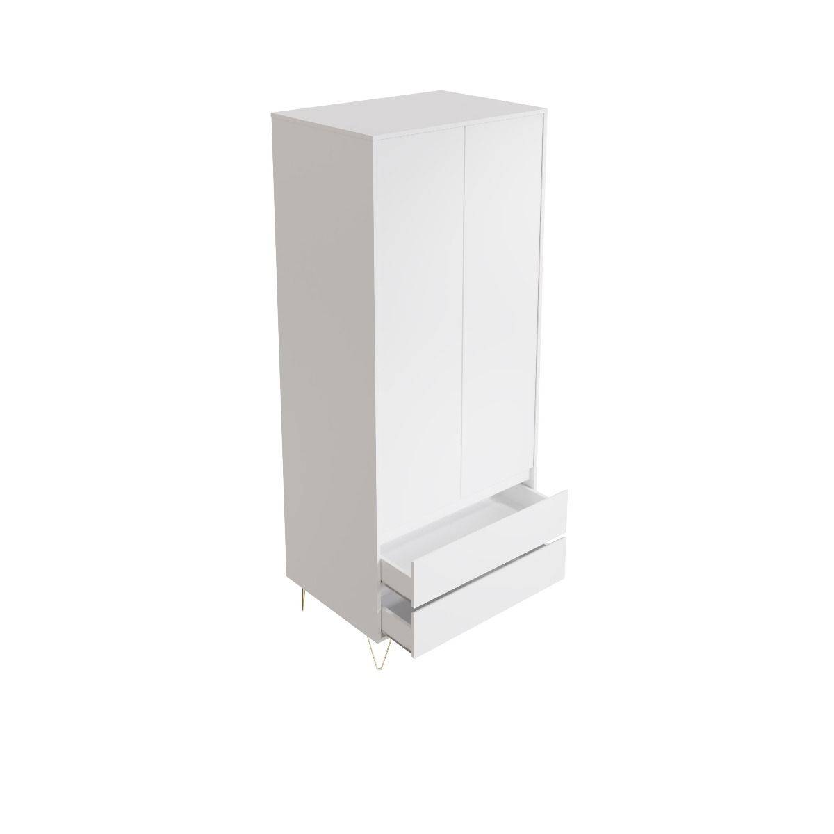 Monaco 2 Door 2 Drawer Wardrobe in White - Price Crash Furniture