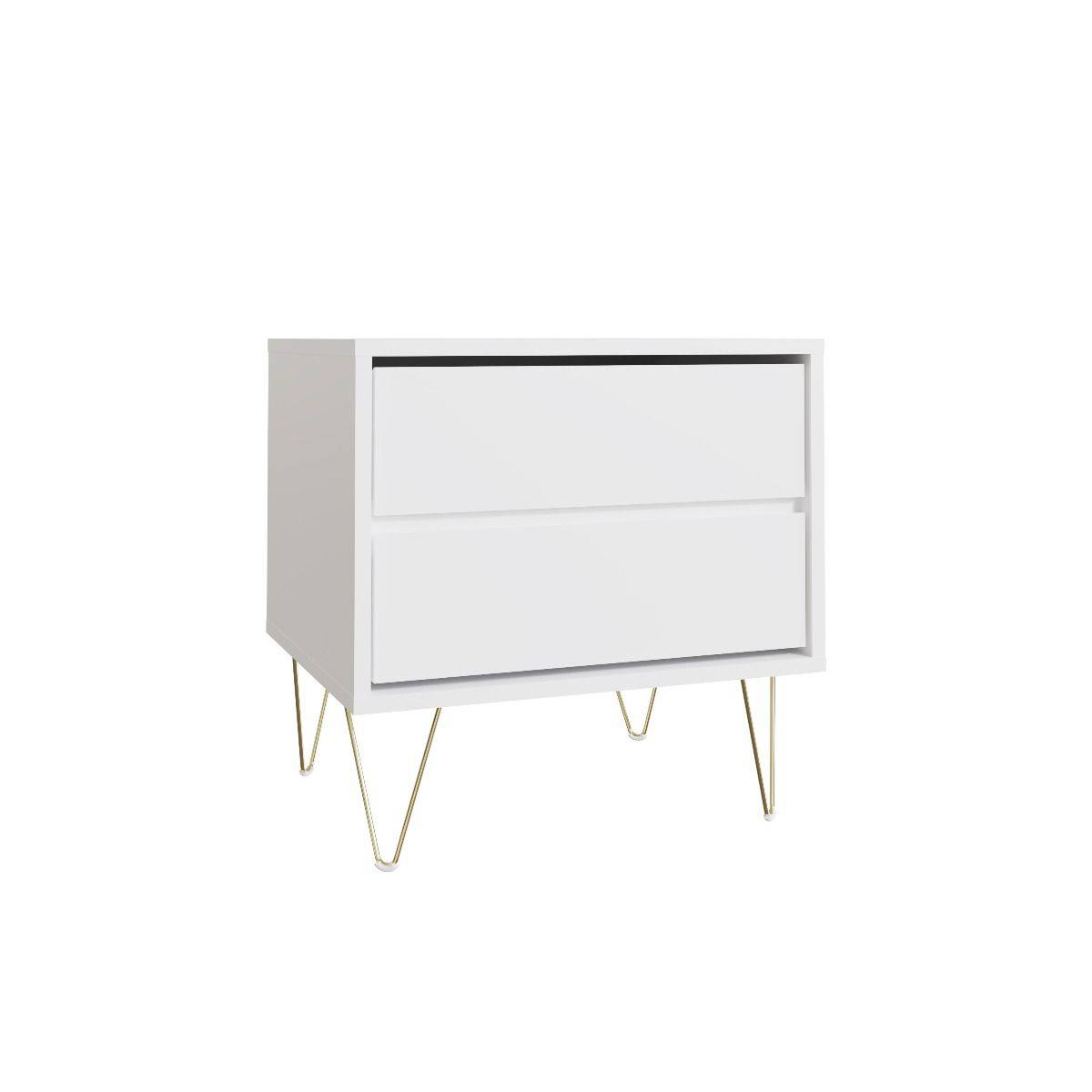 Monaco 2 Drawer Bedside in White - Price Crash Furniture