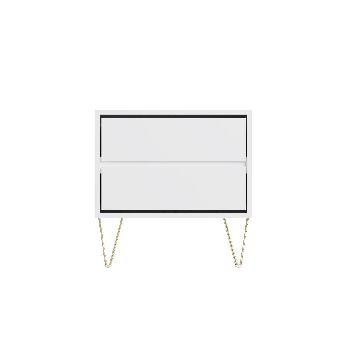 Monaco 2 Drawer Bedside in White - Price Crash Furniture