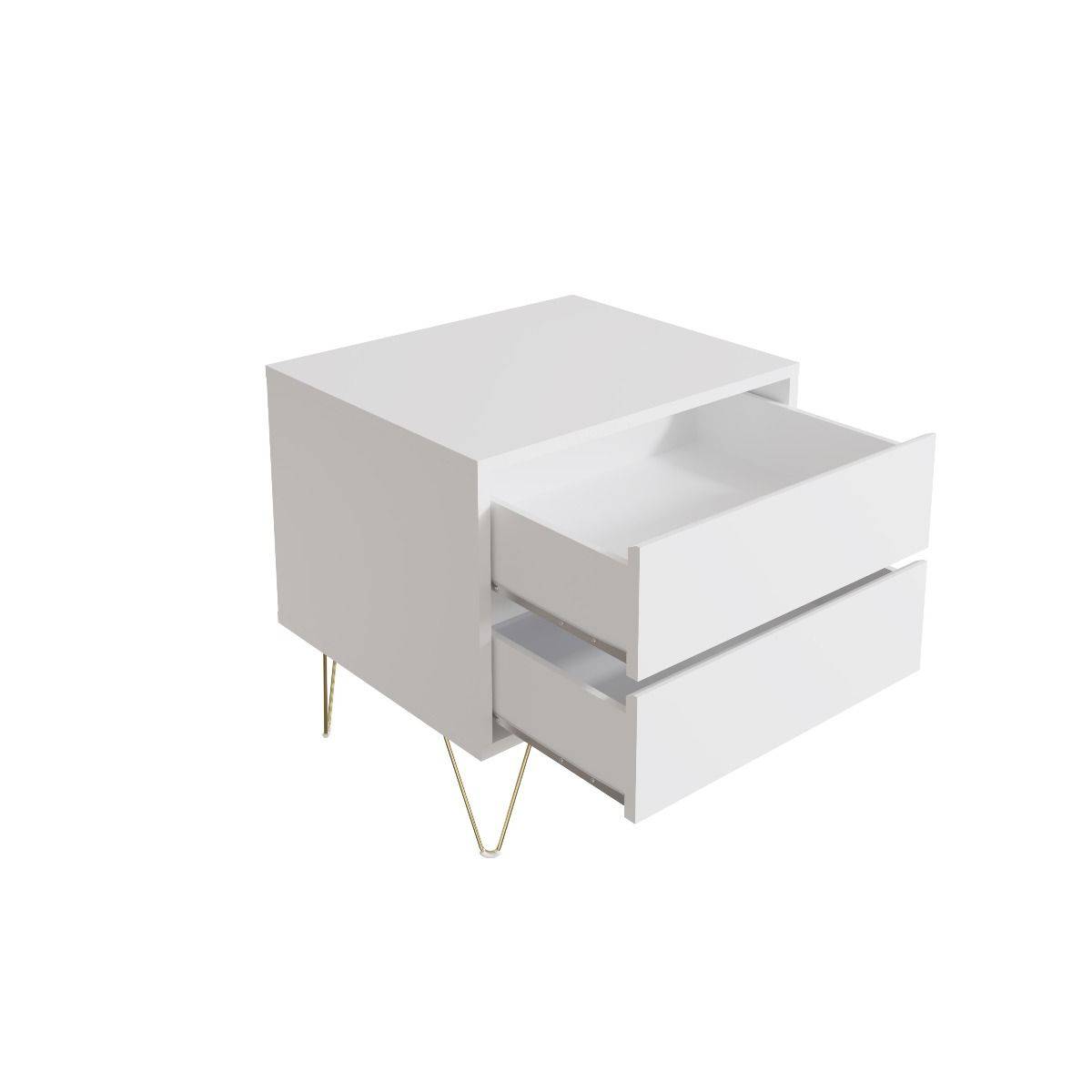 Monaco 2 Drawer Bedside in White - Price Crash Furniture