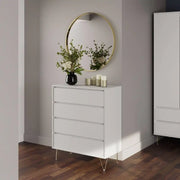 Monaco 4 Drawer Chest of Drawers in White - Price Crash Furniture