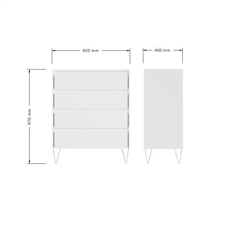 Monaco 4 Drawer Chest of Drawers in White - Price Crash Furniture