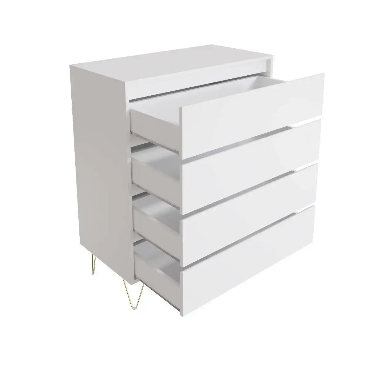 Monaco 4 Drawer Chest of Drawers in White - Price Crash Furniture