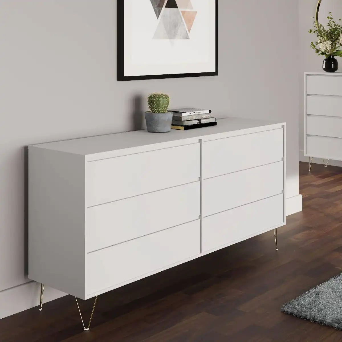 Monaco 6 Drawer Chest of Drawers in White - Price Crash Furniture