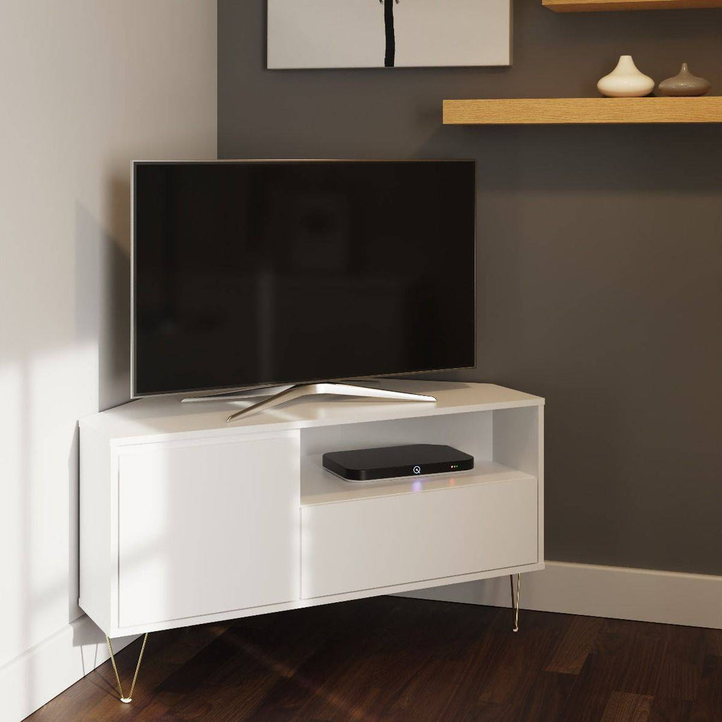Monaco Corner TV Cabinet in White - Price Crash Furniture