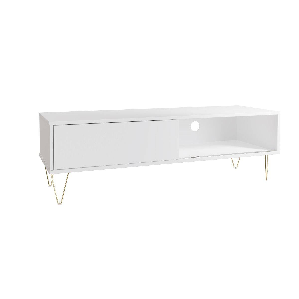 Monaco TV Stand with Sliding Door in White - Price Crash Furniture