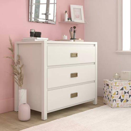 Monarch Hill Haven 3 Drawer Chest of Drawers In White by Dorel - Price Crash Furniture