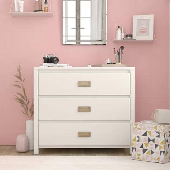 Monarch Hill Haven 3 Drawer Chest of Drawers In White by Dorel - Price Crash Furniture