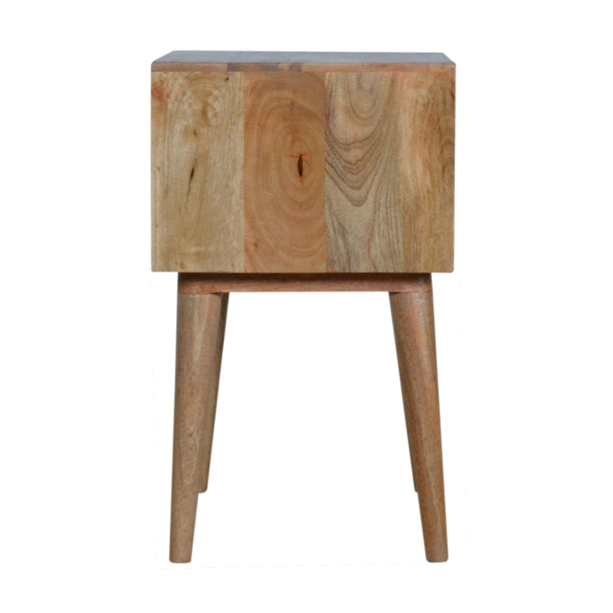 Mustard yellow & White 2 Drawer Bedside Table in Oak-effect Mango Wood - Price Crash Furniture