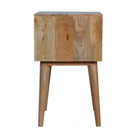 Mustard yellow & White 2 Drawer Bedside Table in Oak-effect Mango Wood - Price Crash Furniture