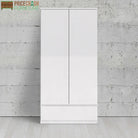 Naia 2 Door 1 Drawer Wardrobe in White High Gloss - Price Crash Furniture