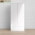 Naia 2 Door 1 Drawer Wardrobe in White High Gloss - Price Crash Furniture