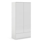 Naia 2 Door 1 Drawer Wardrobe in White High Gloss - Price Crash Furniture