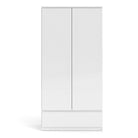 Naia 2 Door 1 Drawer Wardrobe in White High Gloss - Price Crash Furniture