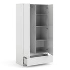 Naia 2 Door 1 Drawer Wardrobe in White High Gloss - Price Crash Furniture