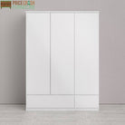 Naia 3 Door 2 Drawer Wardrobe in White High Gloss - Price Crash Furniture