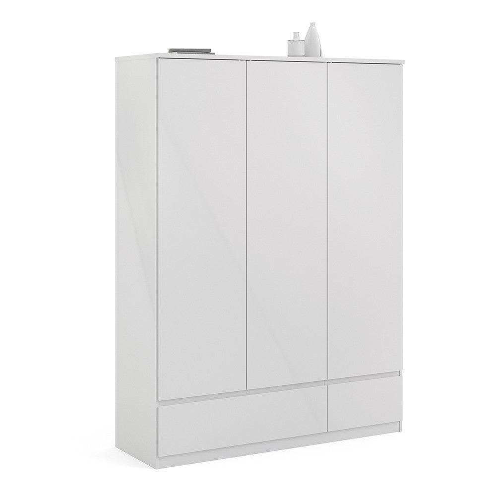 Naia 3 Door 2 Drawer Wardrobe in White High Gloss - Price Crash Furniture