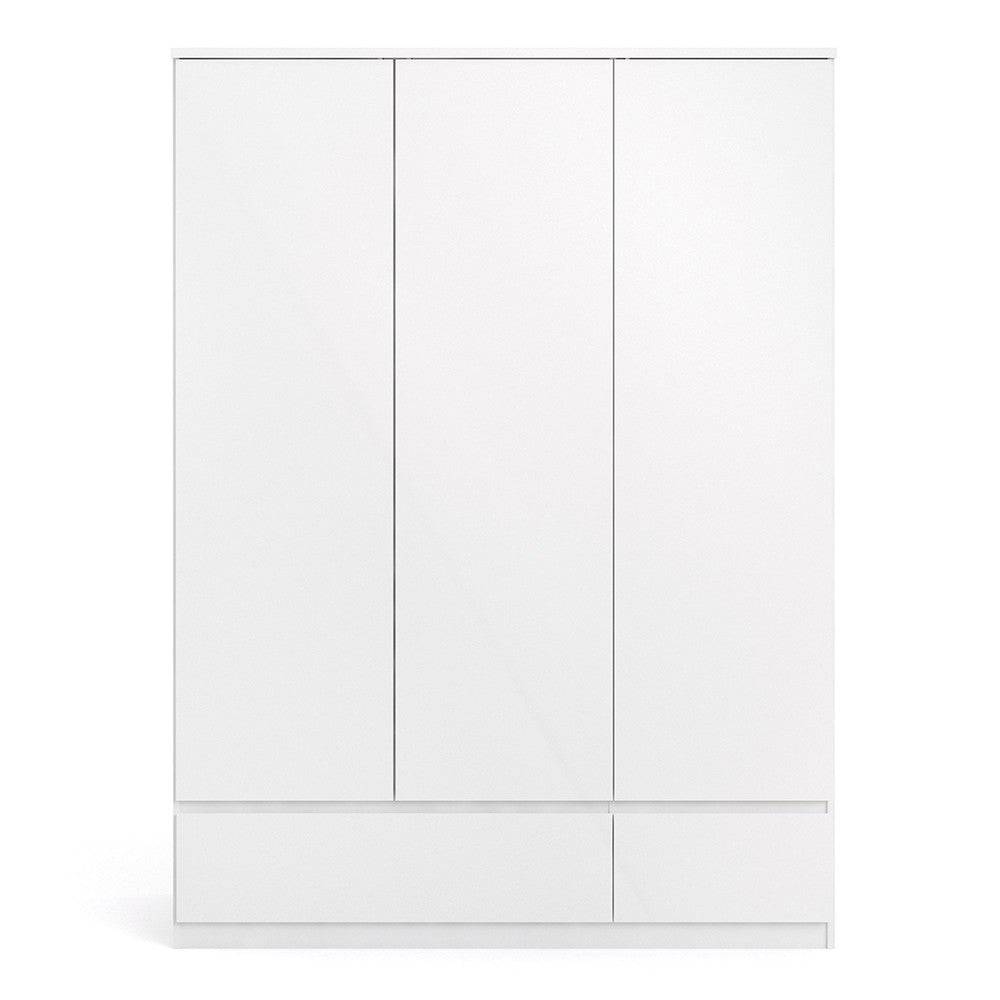 Naia 3 Door 2 Drawer Wardrobe in White High Gloss - Price Crash Furniture