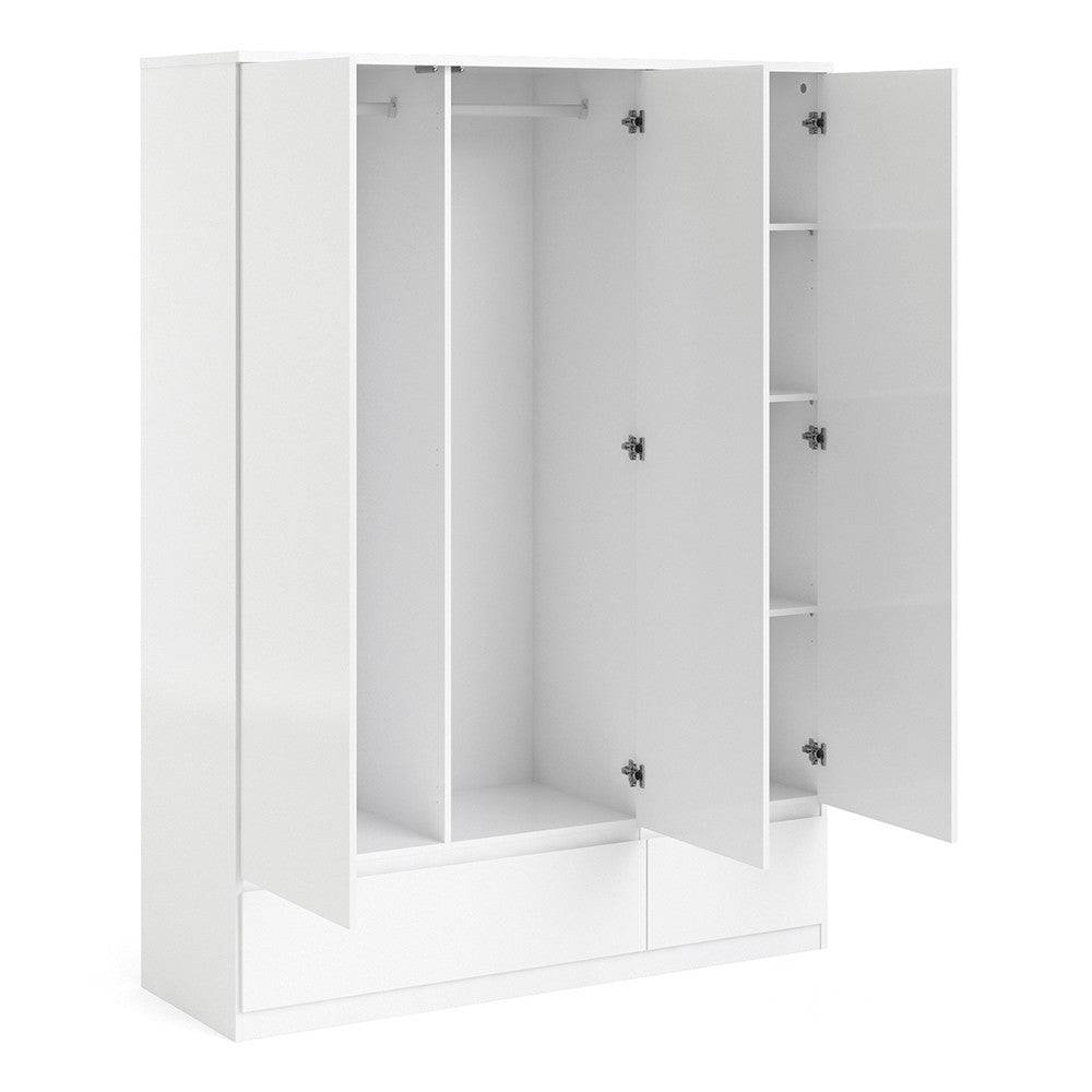 Naia 3 Door 2 Drawer Wardrobe in White High Gloss - Price Crash Furniture