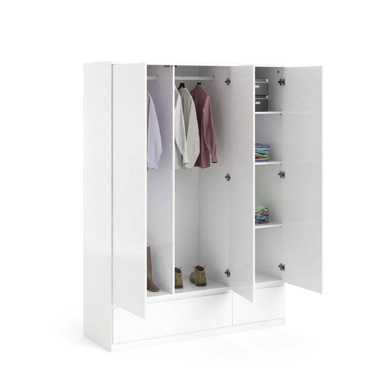 Naia 3 Door 2 Drawer Wardrobe in White High Gloss - Price Crash Furniture