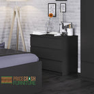 Naia 3 Drawer Chest of Drawers in Black Matt - Price Crash Furniture