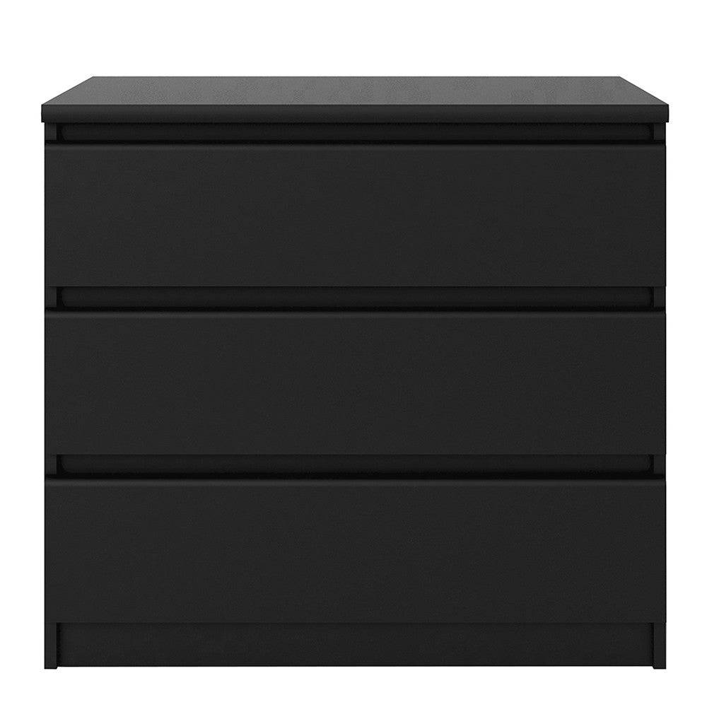 Naia 3 Drawer Chest of Drawers in Black Matt - Price Crash Furniture