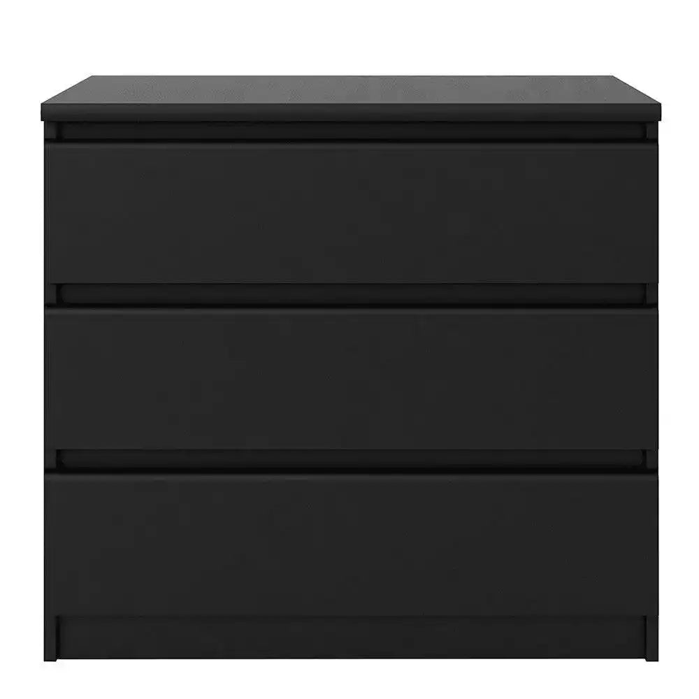 Naia 3 Drawer Chest of Drawers in Black Matt - Price Crash Furniture