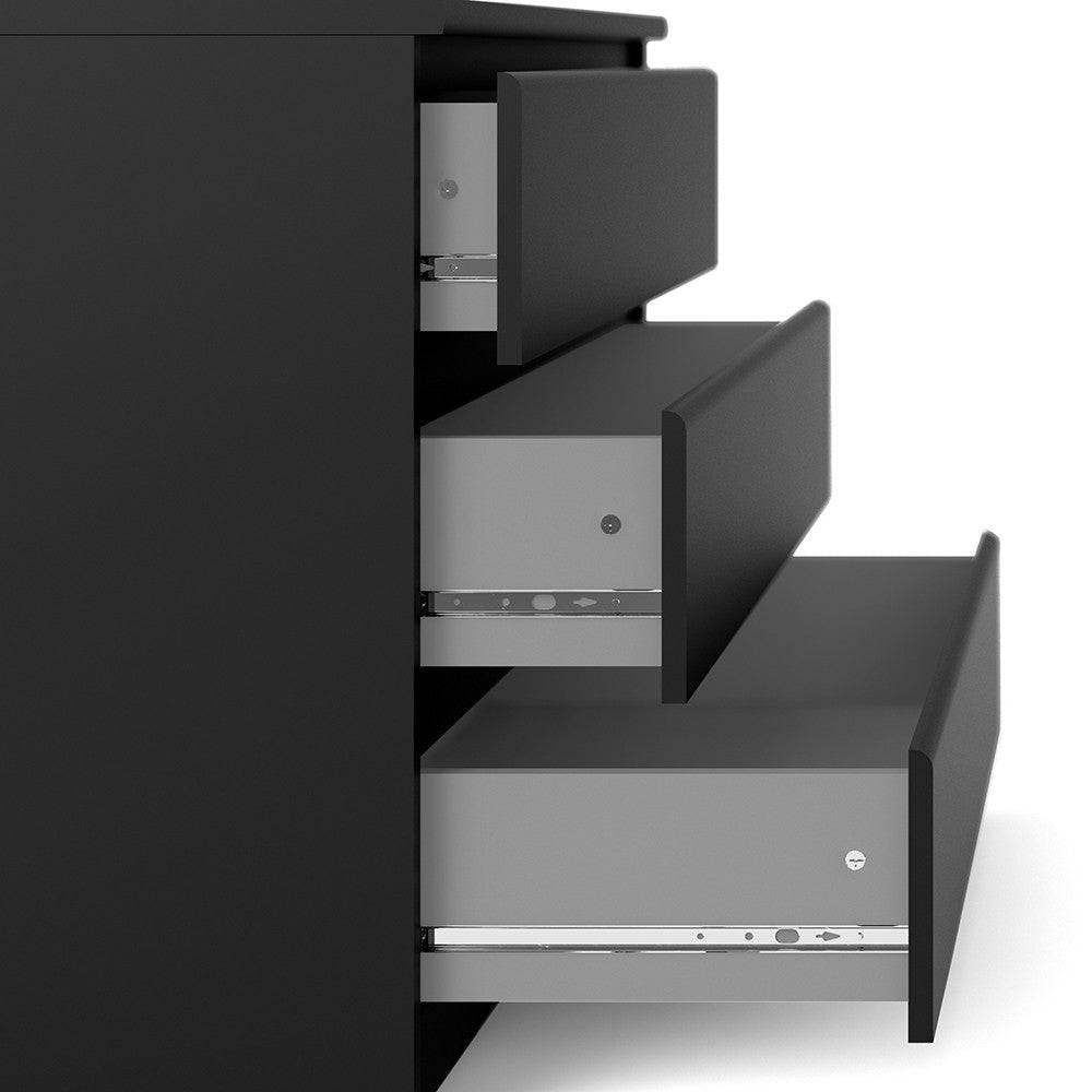 Naia 3 Drawer Chest of Drawers in Black Matt - Price Crash Furniture