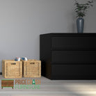 Naia 3 Drawer Chest of Drawers in Black Matt - Price Crash Furniture