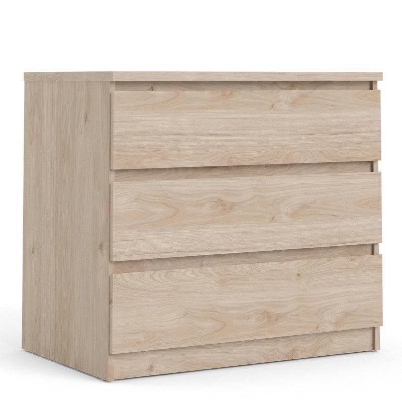 Naia 3 Drawer Chest of Drawers in Jackson Hickory Oak - Price Crash Furniture