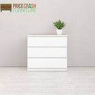 Naia 3 Drawer Chest Of Drawers in White High Gloss - Price Crash Furniture