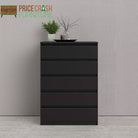 Naia 5 Drawer Chest Of Drawers in Black Matt - Price Crash Furniture