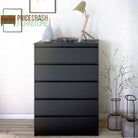 Naia 5 Drawer Chest Of Drawers in Black Matt - Price Crash Furniture