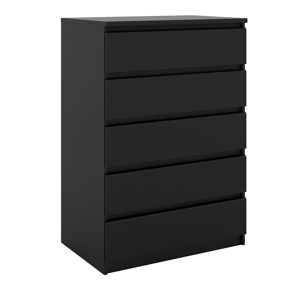 Naia 5 Drawer Chest Of Drawers in Black Matt - Price Crash Furniture